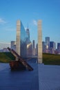 Freedom Tower seen behind Ã¢â¬ÅEmpty Sky,Ã¢â¬Â the official New Jersey memorial to the stateÃ¢â¬â¢s victims of the 9/11 terror attack